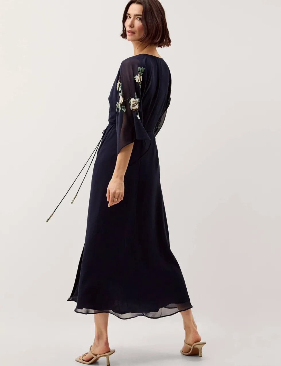 Embellished V-Neck Midaxi Wrap Dress