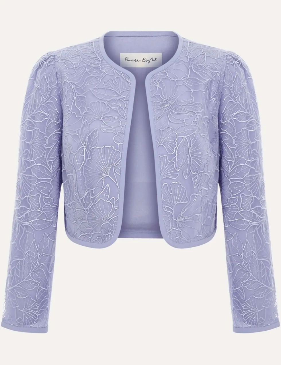 Embroidered Collarless Short Jacket