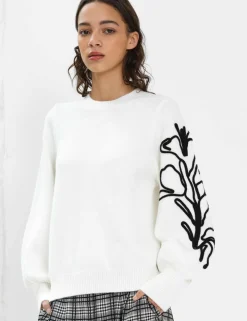 Embroidered Crew Neck Jumper