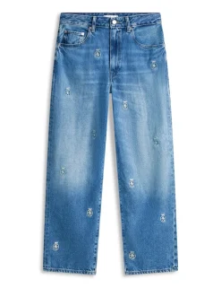Embroidered High Waisted Barrel Jeans