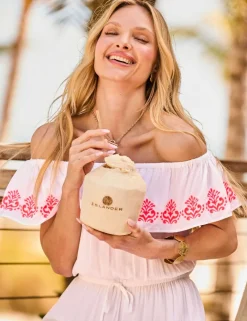 Embroidered Knee Length Beach Dress