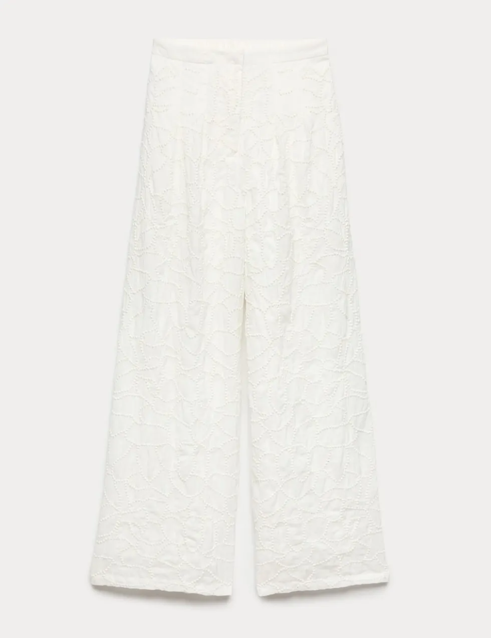 Embroidered Knot Wide Leg Trousers