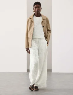 Embroidered Knot Wide Leg Trousers
