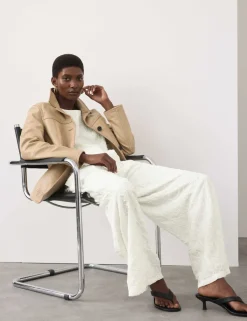 Embroidered Knot Wide Leg Trousers