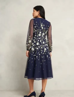 Embroidered Midi Skater Dress