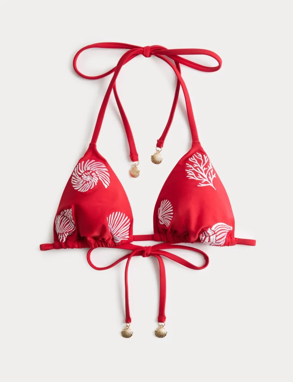 Embroidered Padded Triangle Bikini Top