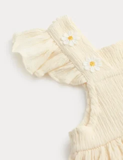 Embroidered Textured Frill Detail Dress (2-8 Yrs)