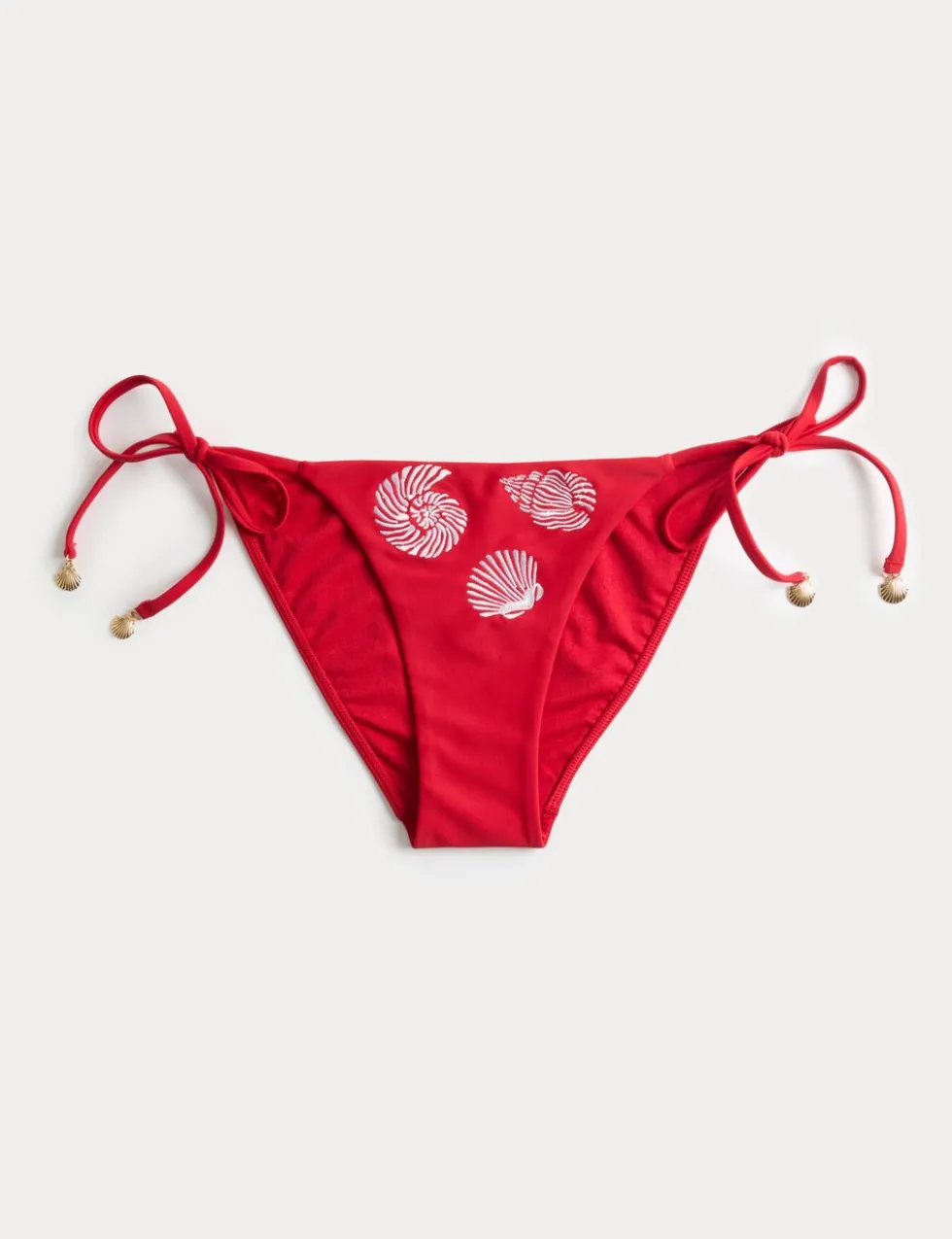 Embroidered Tie Side Bikini Bottoms