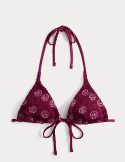 Embroidered Triangle Bikini Top