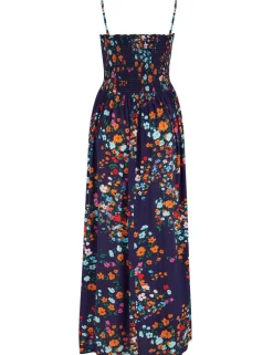 Emma Floral Shirred Strappy Maxi Beach Dress