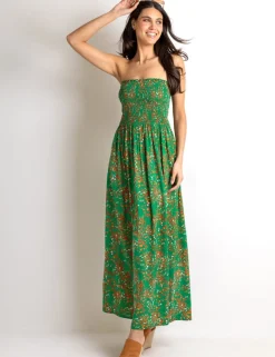 Emma Strapless Shirred Bodice Woven Maxi Beach Dress