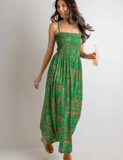 Emma Strapless Shirred Bodice Woven Maxi Beach Dress