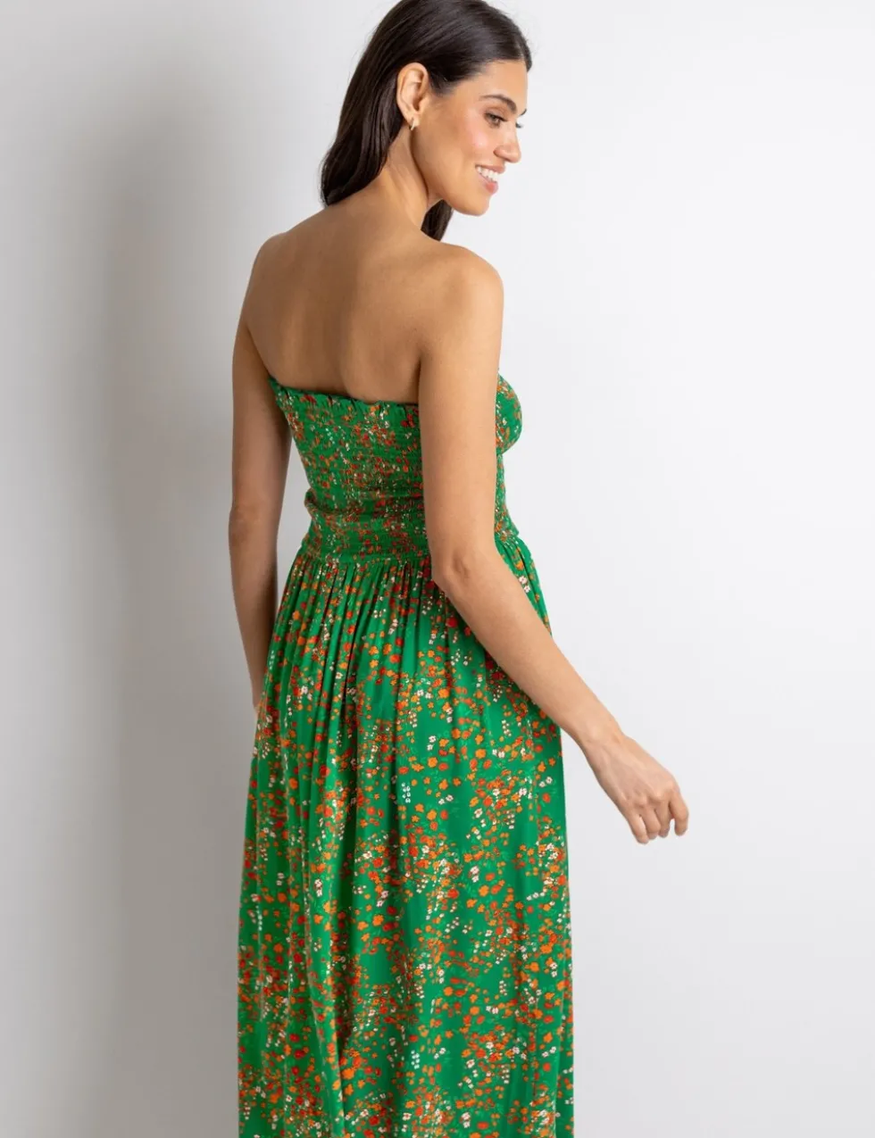 Emma Strapless Shirred Bodice Woven Maxi Beach Dress