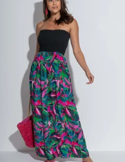 Emma Strapless Shirred Maxi Beach Dress