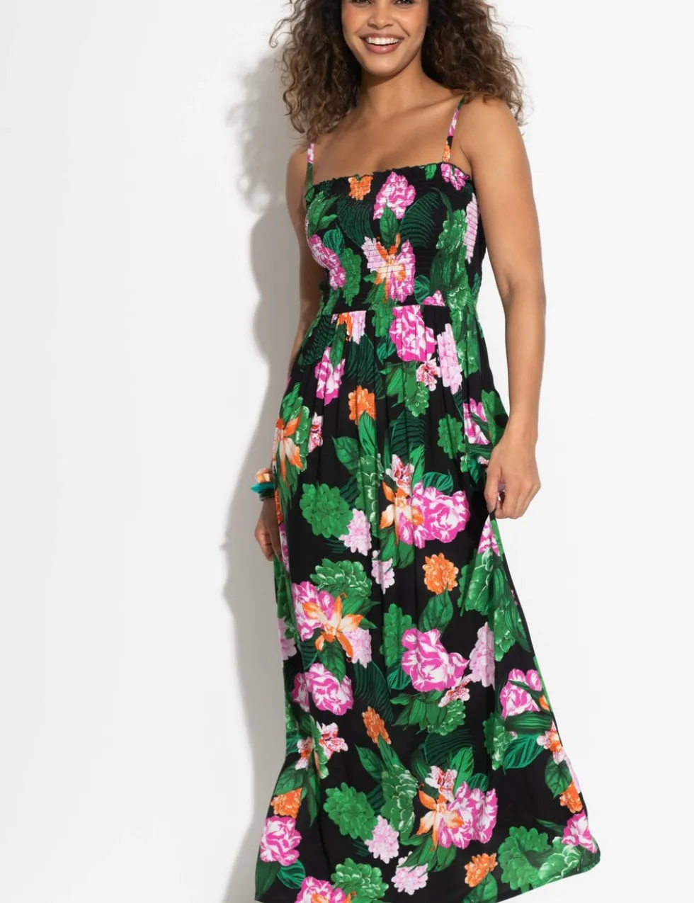 Emma Strapless Shirred Maxi Beach Dress