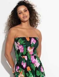 Emma Strapless Shirred Maxi Beach Dress