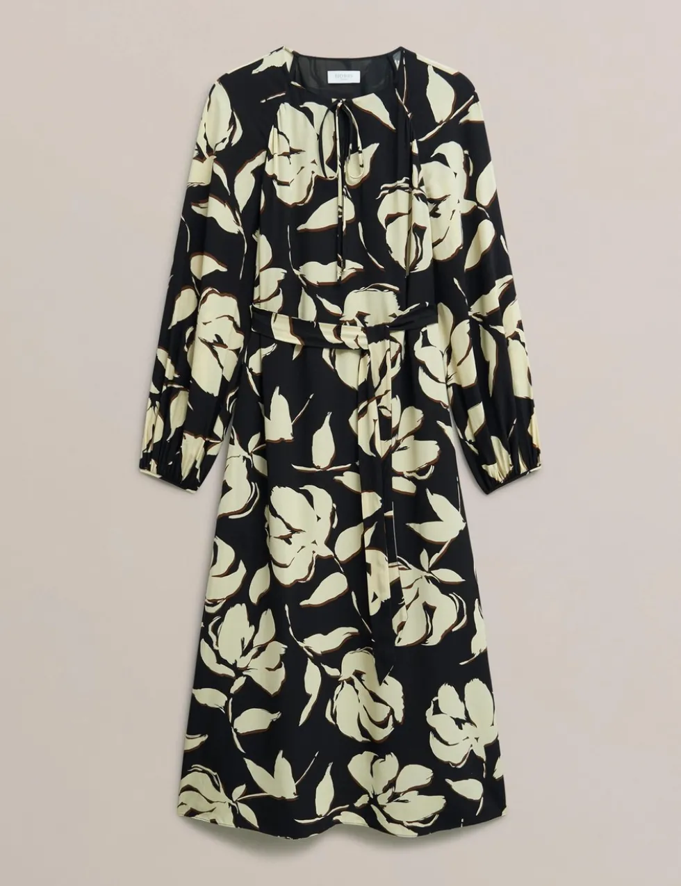 Evelyn Floral Tie Neck Midi Wrap Dress