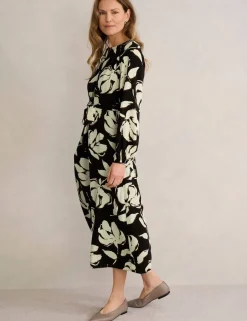 Evelyn Floral Tie Neck Midi Wrap Dress