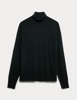 Extra Fine Merino Roll Neck Jumper with Silk