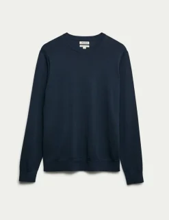 Extra Fine Merino Wool Crew Neck Jumper with Silk