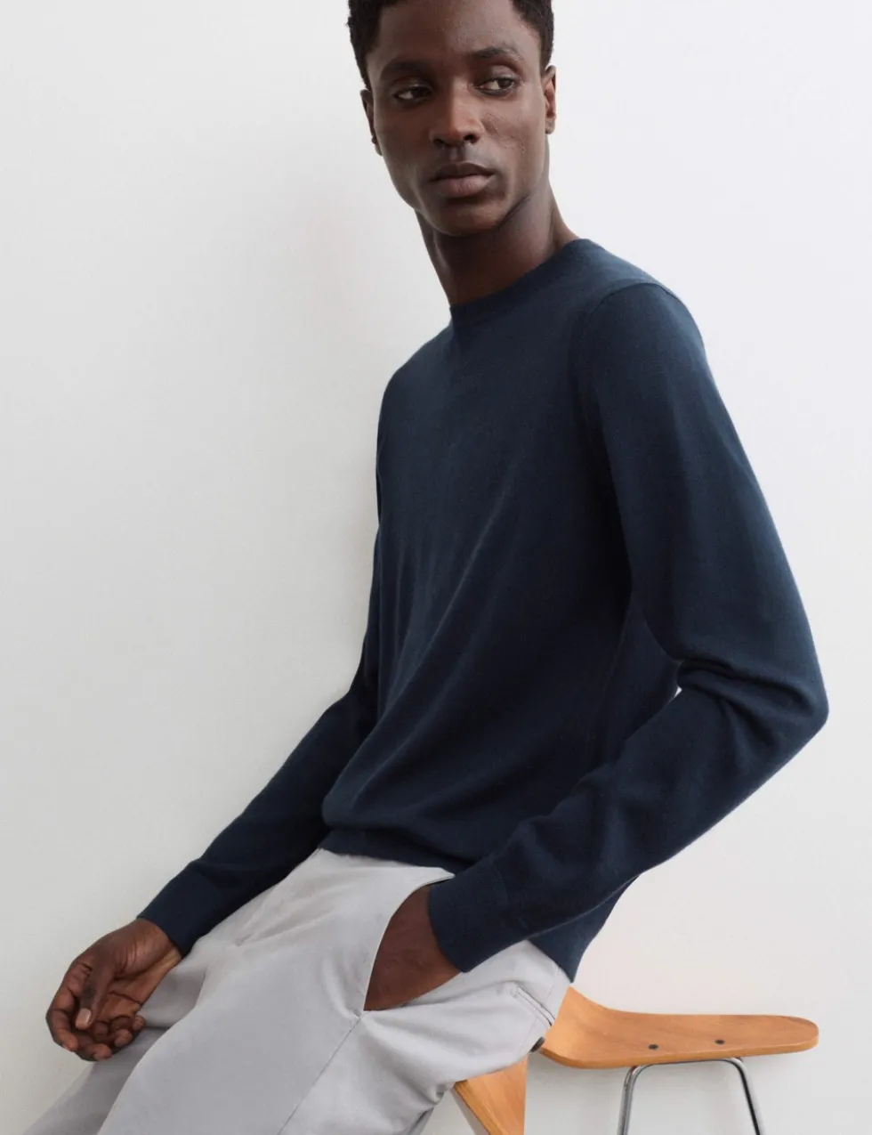 Extra Fine Merino Wool Crew Neck Jumper with Silk