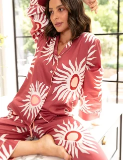 Fable And Eve Abstract Sun Print Wide Leg Pyjama Set