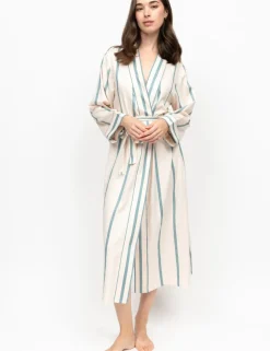 Fable And Eve Cotton Modal Striped Dressing Gown
