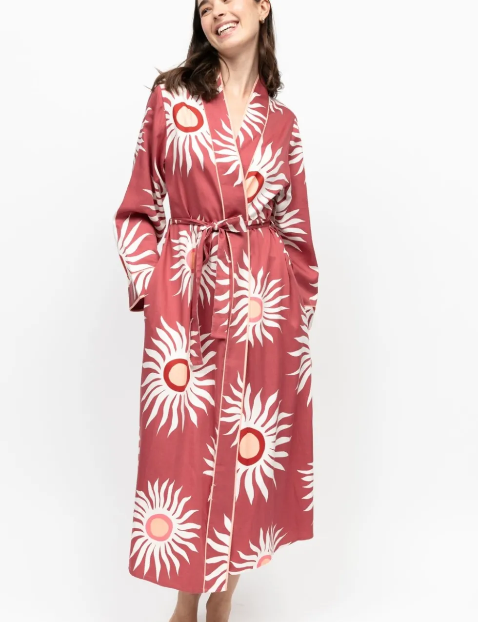 Fable And Eve Cotton Modal Sun Print Dressing Gown