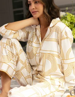 Fable and Eve Cotton Modal Geometric Wide Leg Pyjama Set