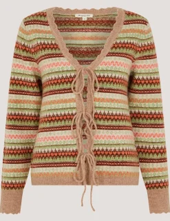 Fair Isle V-Neck Tie Front Cardigan