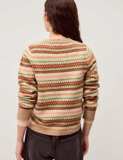 Fair Isle V-Neck Tie Front Cardigan