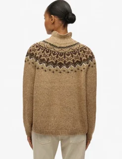 Fair Isle Yoke High Neck Oversized Jumper