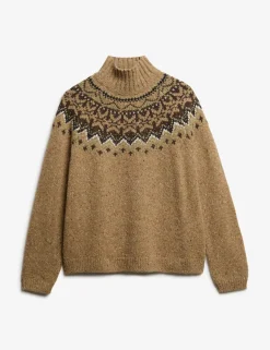 Fair Isle Yoke High Neck Oversized Jumper