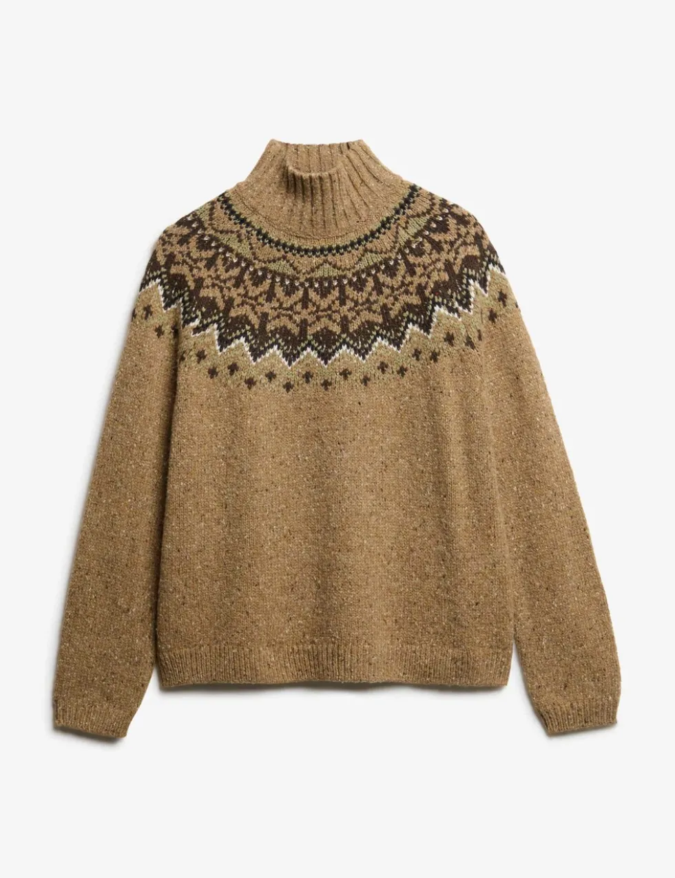 Fair Isle Yoke High Neck Oversized Jumper