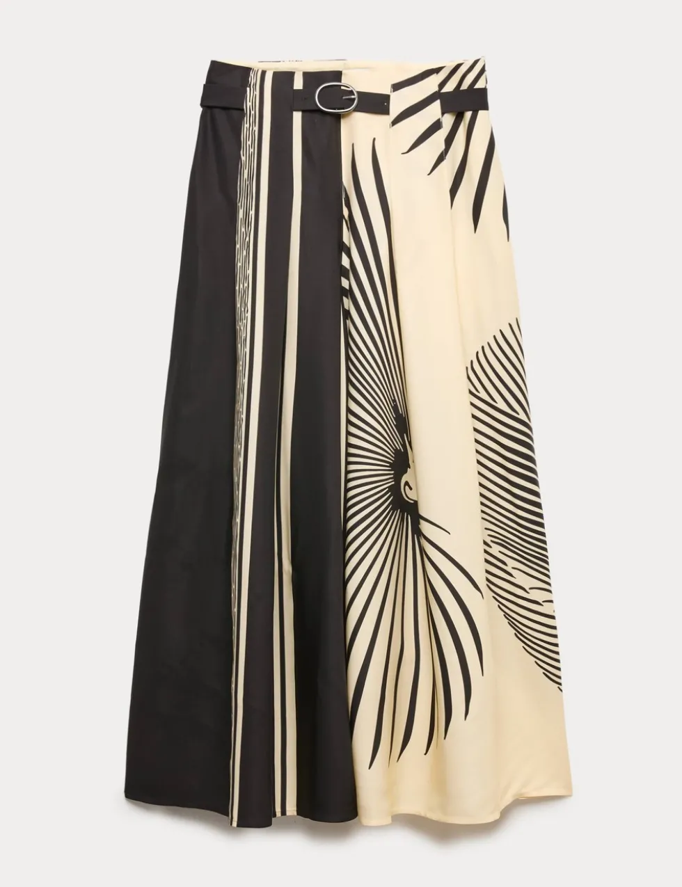 Fan Print Belted Wide Leg Culottes