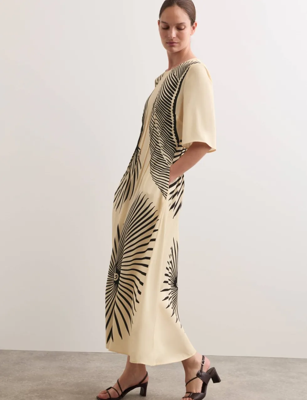 Fan Print Midi Dress