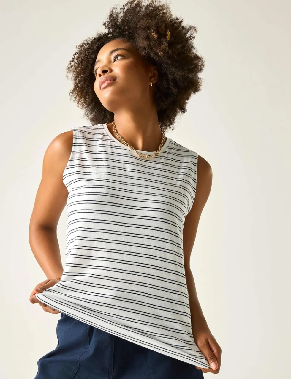Fariene Pure Cotton Striped Vest Top