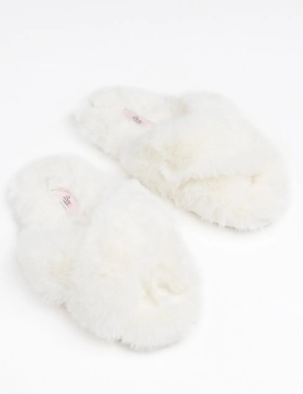 Faux Fur Crossover Slider Slippers