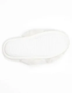Faux Fur Crossover Slider Slippers