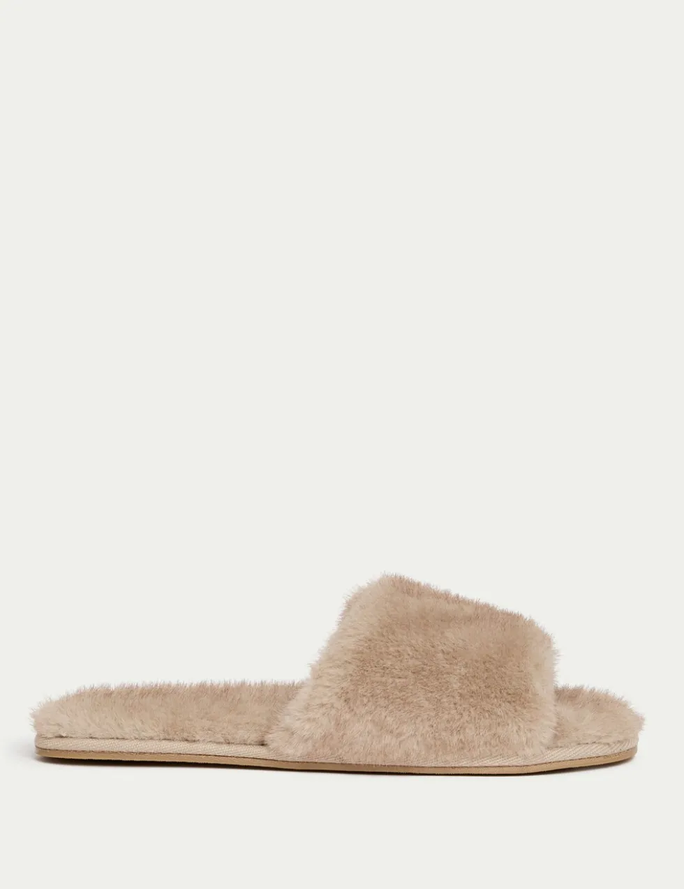 Faux Fur Open Toe Slippers