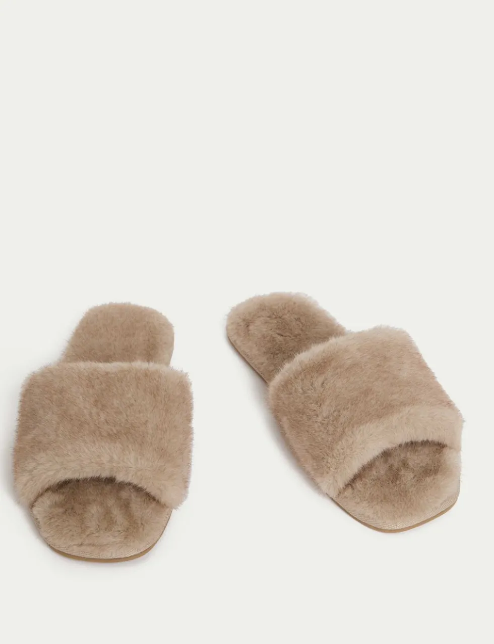 Faux Fur Open Toe Slippers