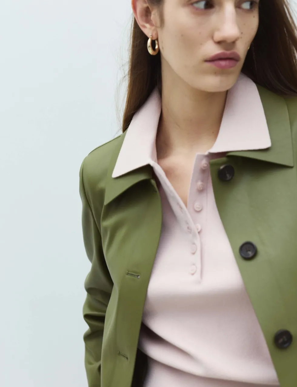 Faux Leather Collared Jacket