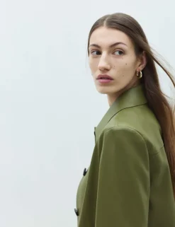 Faux Leather Collared Jacket