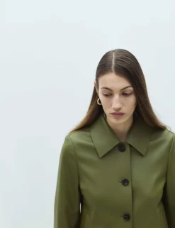 Faux Leather Collared Jacket