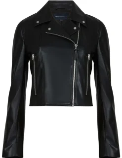 Faux Leather Cropped Biker Jacket