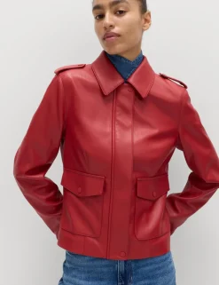 Faux Leather Harrington Jacket