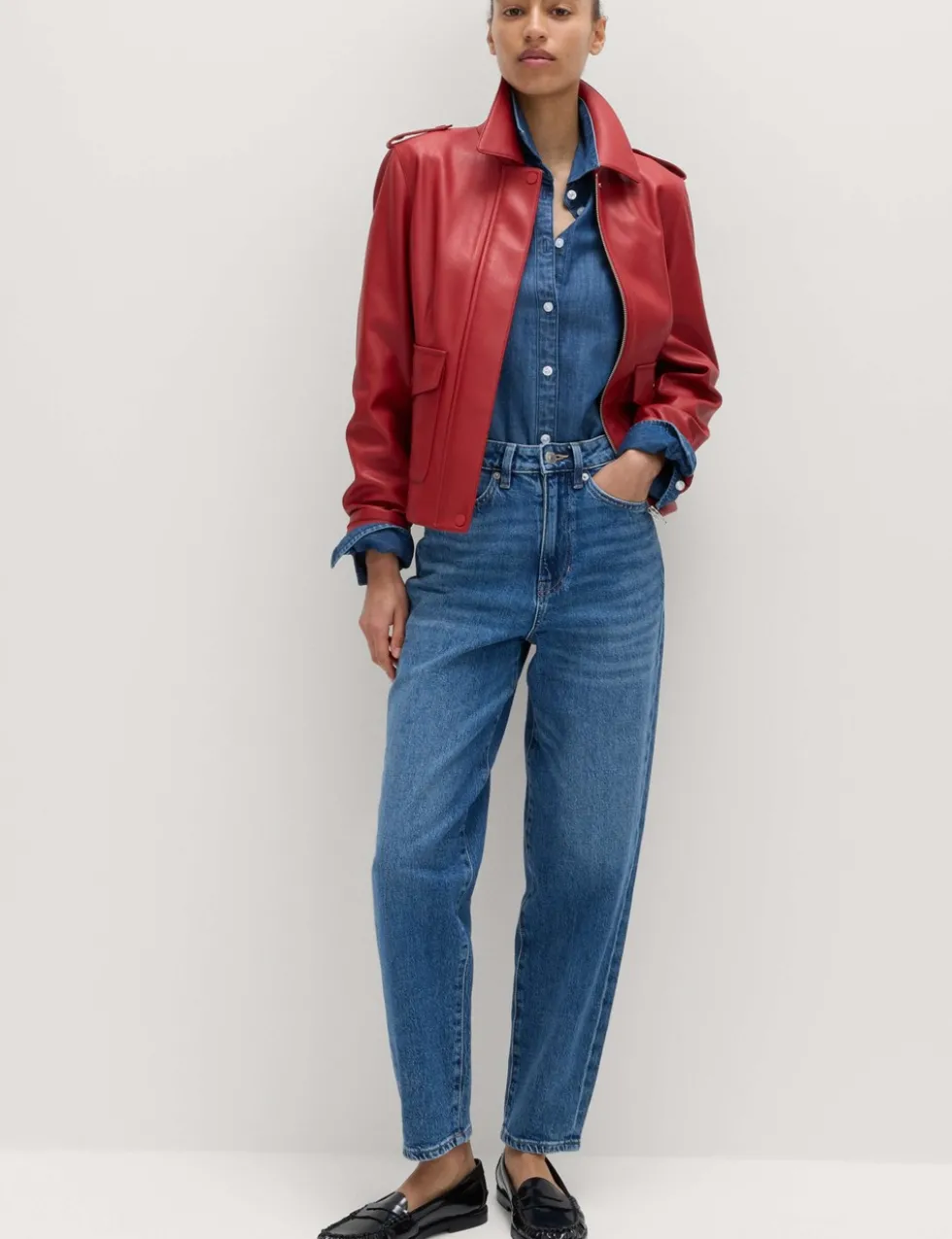 Faux Leather Harrington Jacket