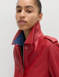 Faux Leather Harrington Jacket