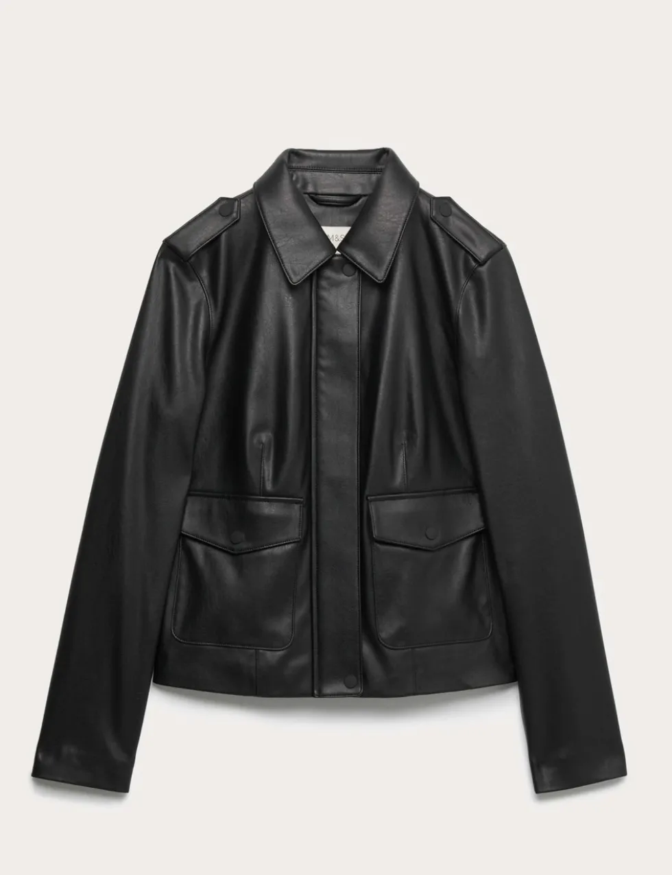 Faux Leather Harrington Jacket