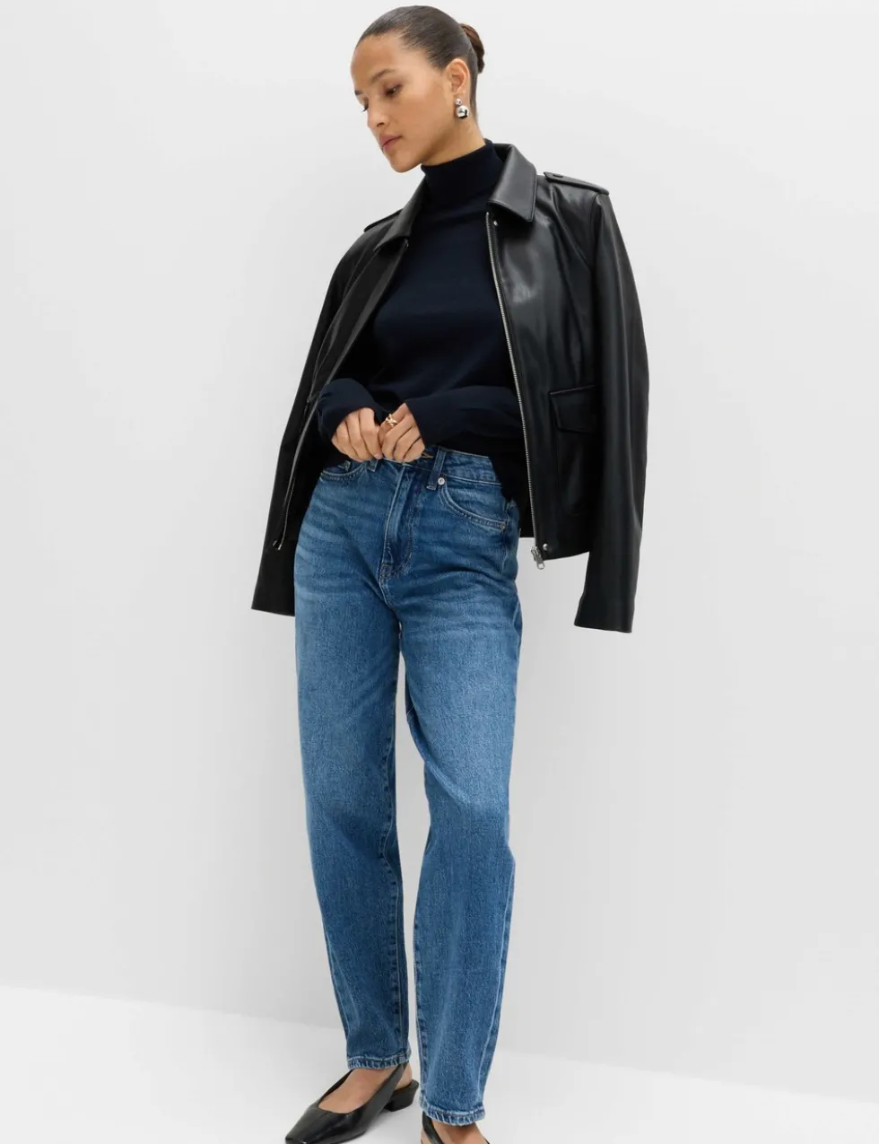 Faux Leather Harrington Jacket